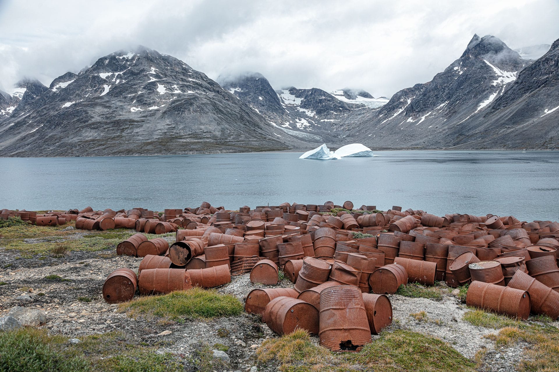 Abandoned Greenland USAF Airfield Bluie East 2, rusted barrels